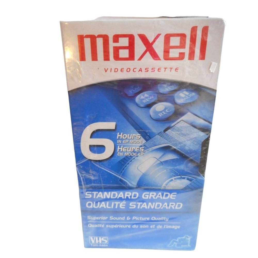 LOT OF 3 Maxell VHS T-120 6 Hour Standard Grade VCR Blank Video Tapes New SEALED